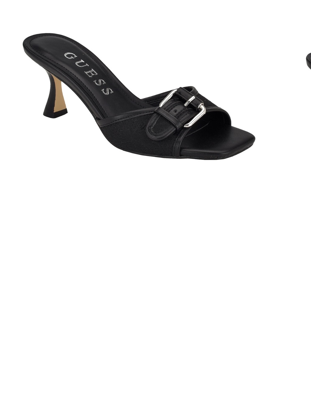 GUESS Black Buckle Open-Toe Kitten Heel Mules - Picture 1 of 2